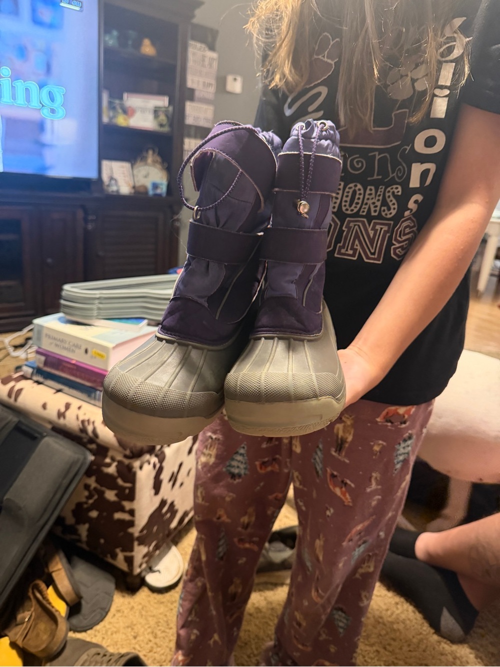 Lands End Kids Purple Winter Snow Boots - Waterproof, Warm